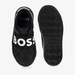 BOSS-Teen Boys Black Logo Trainers | Childrensalon Outlet