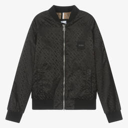 BOSS-Teen Boys Black Monogram Jacket | Childrensalon Outlet