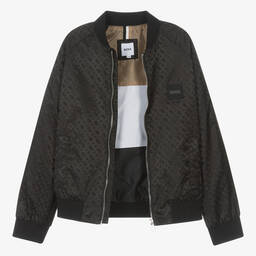 BOSS-Teen Boys Black Monogram Jacket | Childrensalon Outlet