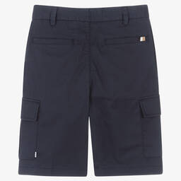 BOSS-Teen Boys Blue Cotton Bermuda Shorts | Childrensalon Outlet
