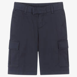 BOSS-Teen Boys Blue Cotton Bermuda Shorts | Childrensalon Outlet