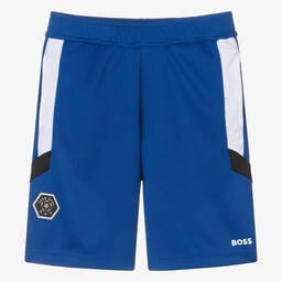 BOSS-Teen Boys Blue Football Shorts | Childrensalon Outlet