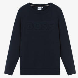 BOSS Teen Boys Brown Embossed Jumper Childrensalon Outlet