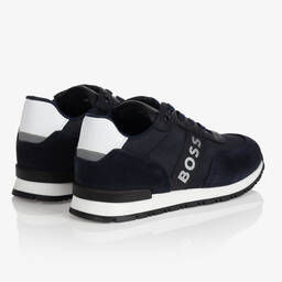 BOSS-Teen Boys Blue Logo Trainers | Childrensalon Outlet