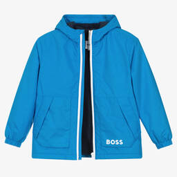 BOSS-Teen Boys Blue Water-Reactive Jacket | Childrensalon Outlet