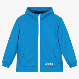 BOSS-Teen Boys Blue Water-Reactive Jacket | Childrensalon Outlet