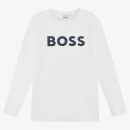 BOSS-Белый хлопковый топ для мальчиков-подростков | Childrensalon Outlet
