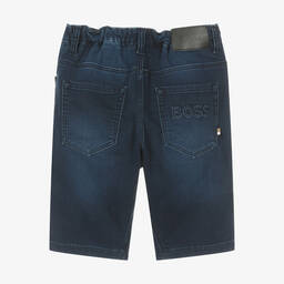 BOSS-Teen Boys Dark Blue Jersey Denim Shorts | Childrensalon Outlet