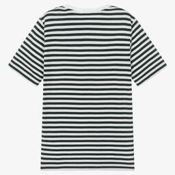 BOSS-تيشيرت تينز ولادي قطن مقلم لون أبيض وأخضر | Childrensalon Outlet