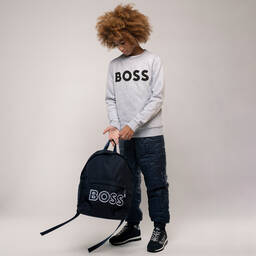 BOSS-Серый хлопковый топ для мальчиков | Childrensalon Outlet