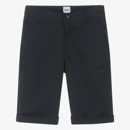 BOSS-Teen Boys Navy Blue Cotton Chino Shorts | Childrensalon Outlet