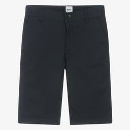 BOSS-Teen Boys Navy Blue Cotton Chino Shorts | Childrensalon Outlet