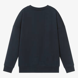 BOSS-Teen Boys Navy Blue Cotton Sweatshirt | Childrensalon Outlet