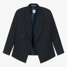 BOSS-Teen Boys Navy Blue Pinstripe Blazer | Childrensalon Outlet