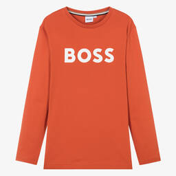 BOSS-Teen Boys Orange Cotton Top | Childrensalon Outlet