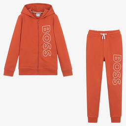 BOSS-Teen Boys Orange Hooded Tracksuit | Childrensalon Outlet