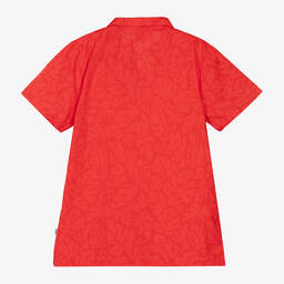 BOSS-Teen Boys Red Cotton Leaf Print Shirt | Childrensalon Outlet