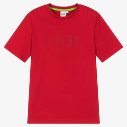 BOSS-Красная хлопковая футболка | Childrensalon Outlet