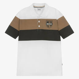 BOSS-Белая рубашка поло из хлопка для мальчиков-подростков | Childrensalon Outlet