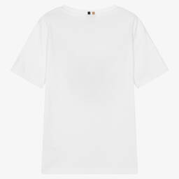 BOSS-Белая хлопковая футболка с рисунком | Childrensalon Outlet