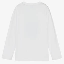 بوس-توب بطبعة مونوغرام قطن لون أبيض تينز ولادي | Childrensalon Outlet