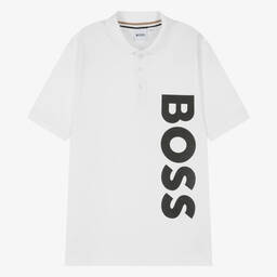 BOSS-Teen Boys White Cotton Polo Shirt | Childrensalon Outlet
