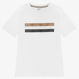 BOSS-Белая хлопковая футболка для мальчиков-подростков | Childrensalon Outlet
