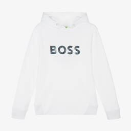 BOSS-Белая худи из джерси для подростков | Childrensalon Outlet