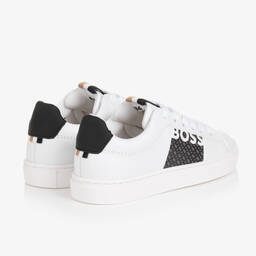 BOSS-Teen Boys White Leather Trainers | Childrensalon Outlet