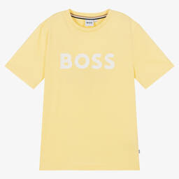 BOSS-Желтая хлопковая футболка | Childrensalon Outlet