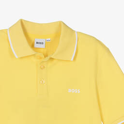 BOSS-توب بولو قطن بيكيه لون أصفر للمراهقين | Childrensalon Outlet
