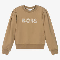 BOSS-Teen Girls Beige Milano Jersey Sweatshirt | Childrensalon Outlet