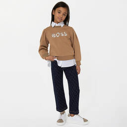 BOSS-Teen Girls Beige Milano Jersey Sweatshirt | Childrensalon Outlet