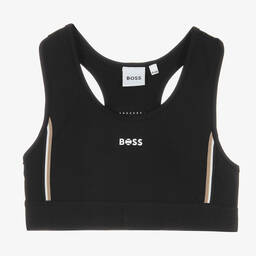 BOSS-Teen Girls Black Logo Sports Top | Childrensalon Outlet