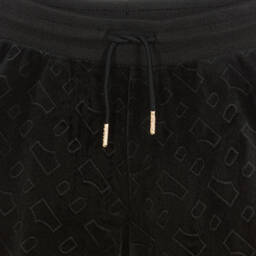 BOSS-Teen Girls Black Monogram Velour Joggers | Childrensalon Outlet