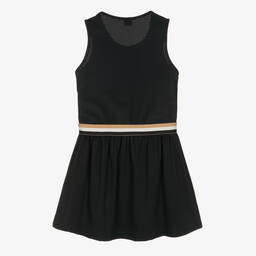 BOSS-فستان تينز بناتي ليكرا لون أسود | Childrensalon Outlet