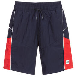 BOSS-Teen Navy Blue Logo Shorts | Childrensalon Outlet