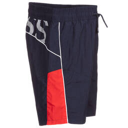 BOSS-Teen Navy Blue Logo Shorts | Childrensalon Outlet