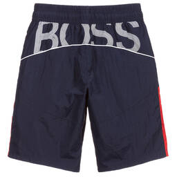 BOSS-Teen Navy Blue Logo Shorts | Childrensalon Outlet
