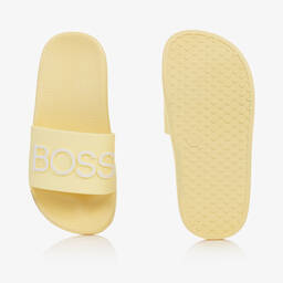BOSS-Teen Pale Yellow Logo Sliders | Childrensalon Outlet