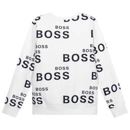 BOSS-Teen White Logo Sweatshirt | Childrensalon Outlet