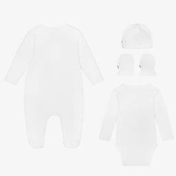 BOSS-طقم أفرول قطن قطيفة لون أبيض للأطفال | Childrensalon Outlet