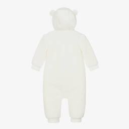 BOSS-White Teddy Fleece Hooded Pramsuit | Childrensalon Outlet