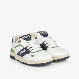BOSS-حذاء رياضي أبيض وكحلي للأولاد الأنيقين | Childrensalon Outlet