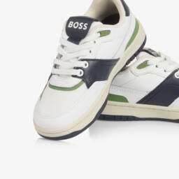 BOSS-حذاء رياضي أبيض وكحلي للأولاد الأنيقين | Childrensalon Outlet