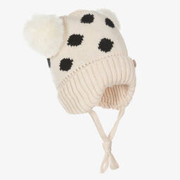 بوتيك لندن-قبعة مزيج أكريليك محبوك لون بيج للمولودات | Childrensalon Outlet