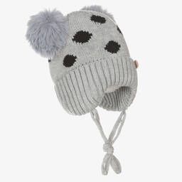 بوتيك لندن-قبعة مزيج أكريليك محبوك لون رمادي للمولودات | Childrensalon Outlet