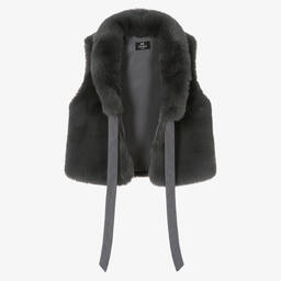 Bowtique London-Girls Dark Grey Faux Fur Gilet | Childrensalon Outlet