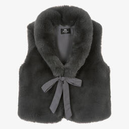 Bowtique London-Girls Dark Grey Faux Fur Gilet | Childrensalon Outlet