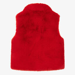 Bowtique London-Girls Red Faux Fur Gilet | Childrensalon Outlet